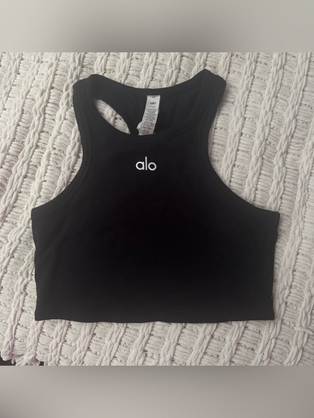 ALO Yoga Black Racerback Ribbed Crop Tank